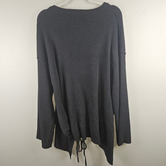 Free People FP Beach Women's Black Bring Tie-Front Pullover Tunic Heavy Sweater - Picture 2 of 6